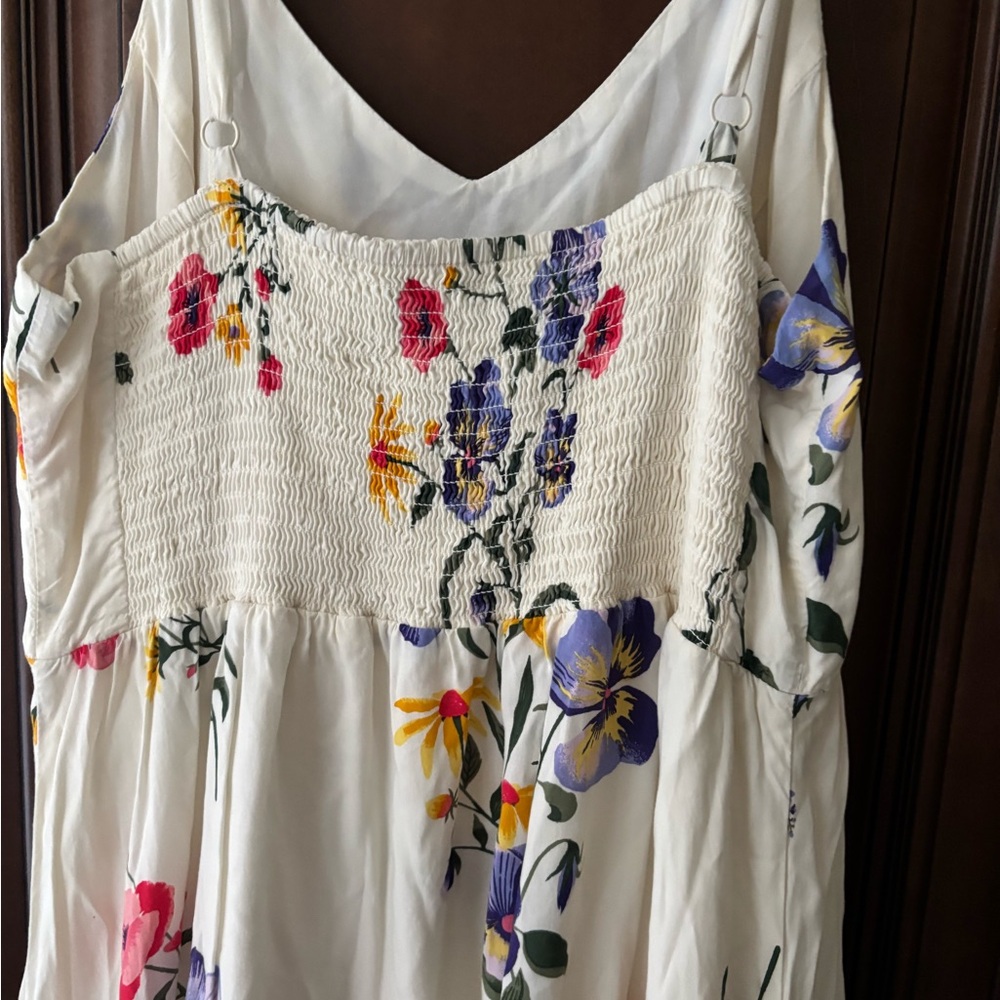 Old Navy Floral Maxi Dress - White with Colorful Blooms